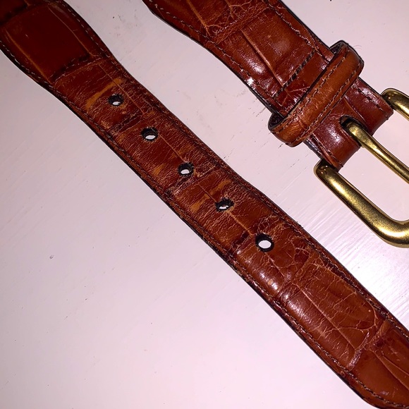 Brighton Woven Belt Croc Embossed Leather Brass Buckle Mens Size 40 - Picture 5 of 10